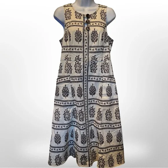 Anthropologie Brown and White Floral Dress - Picture 1 of 10